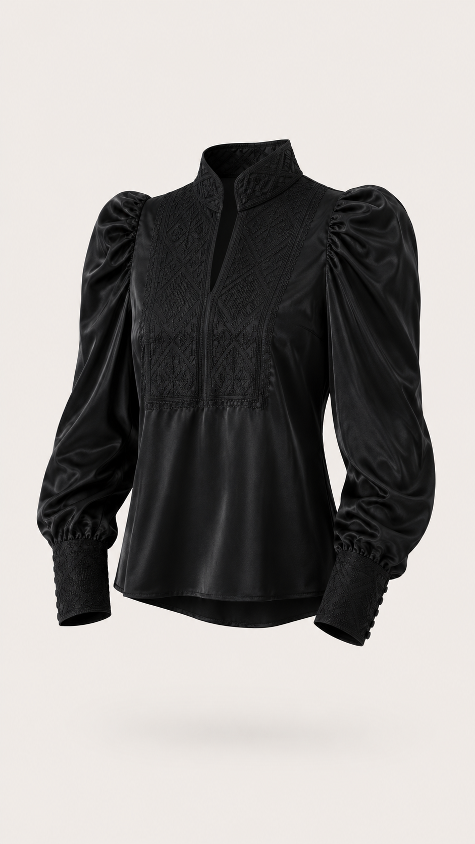 Northern Lights Blouse - Black with Black Embroidery